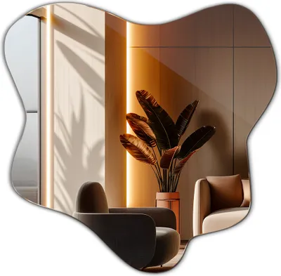 Produktbild von Asymmetrischer Spiegel – Modernes – Wandspiegel – Unregelmäßig - für Badezimmer Wohnzimmer Schlafzimmer – 48,3 x 47,9 cm