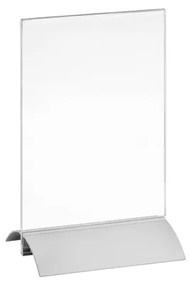 Produktbild von Tischaufsteller DIN A6 Aluminiumfuß doppelseitig / Werbeaufsteller Speisekartenhalter