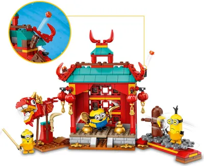 Produktbild von LEGO 75550 Minions Kung Fu Tempel, Spielzeug für Kinder ab 6 Jahre mit Figuren: Otto, Kevin und Stuart