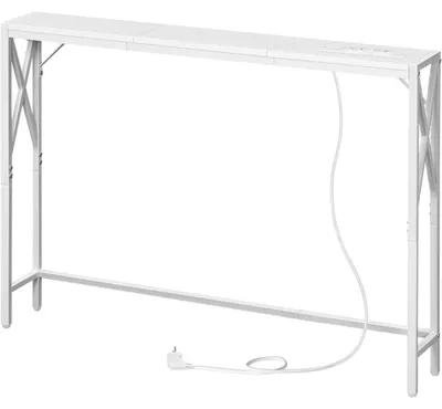 Obrázek produktu pro Konzolový stolek s nabíjecí stanicí, úzký předsíňový stolek, bílý, 100x15x73,8 cm