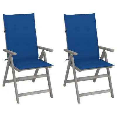 Image de Chaises inclinables de jardin lot de 2 et coussins Bois acacia