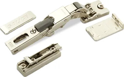 Produktbild von 2 x Salice Universalscharnier Push Open für Glastür oder Spiegeltür 110° inkl. Linear-Montageplatte Höhe 6 mm mit Euroschrauben, Exzenterverstellung, Türscharniere mit Abdeckkappen