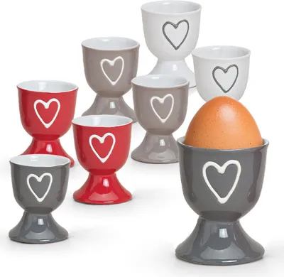 Produktbild von Einfarbige Steingut Eierbecher Landhaus-Stil 8-tlg. Set bunt