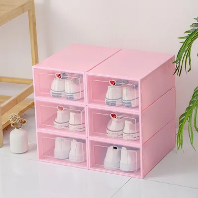 Obrázok produktu pre Stohovateľné priehľadné škatuľky na topánky, balenie 6 kusov