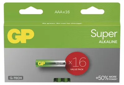 Alkalická baterie GP Super AAA (LR03) 16 ks