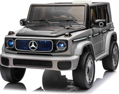 Produktbild von Elektrisches Kinderfahrzeug Mercedes-Benz EQG 12V, grau, LED-beleuchtete Karosserieteile, funktionierende Front- und Rücklichter, 2,4 GHz Fernbedienung, USB/AUX-Eingang, Lithium-Akku, 2 x 35W Motor, ORIGINALE Lizenz