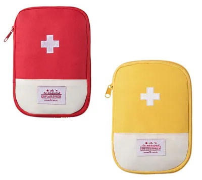 Produktbild von Erste Hilfe Tasche 2 Stück Tragbar Mini Leer Rot Gelb 18x13 cm Nylon Oxford