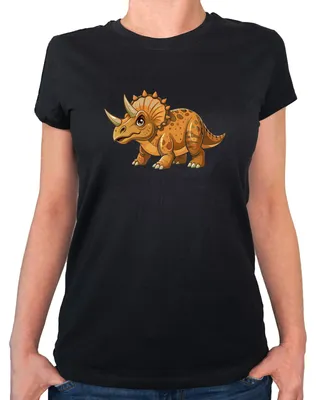 Produktbild von Huuraa Damen T-Shirt Triceratops Dinosaurier L Black Bio Baumwolle Fairtrade Damenshirt Geschenkidee
