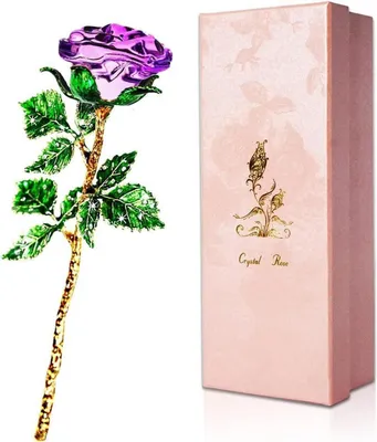 Produktbild von SWEETIME Kristallrose 3D Glasrose K9 Kristall Rosen in Geschenkbox
