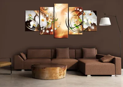 Produktbild von Akustikbild Blumen Orchidee 200x100 cm Bilder Akustikschaum Hochleistungsschallabsorber Schallschutz Leinwand 5 tlg Wandbild Raumakustik Schalldämmung b-A-0257-b-o