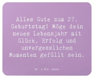 Produktbild von Mr. & Mrs. Panda Mauspad Spruch 27. Geburtstag - Lavendeltraum - Geschenk, Alter, Geburtstagsfeier, Happy Birthday, unvergessliche Momente, pc mousepad, mousematte