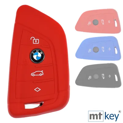 Produktbild von Auto Schlüssel Silikon Schutz Hülle Rot kompatibel mit BMW X5 F15 X6 F16 2er F45 F46 X1 F48 3 Tasten KEYLESS SMARTKEY