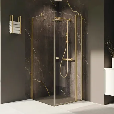 Produktbild von Seitenwand für Drehtür BREUER Elana 2.0 rund 90 cm Profil gold Klarglas Seitenwandanschlag links