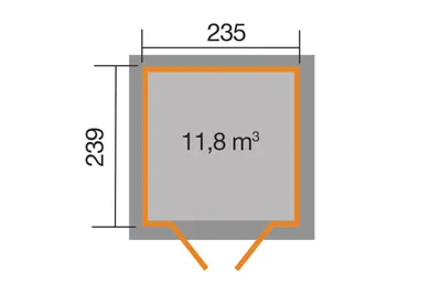 Productafbeelding van WEKA 226.2424.10400 Tuinhuis/blokkenhuis Luna met dubbele deur; Afmetingen: 2; Kleur: Onbehandeld; Wanddikte: 21 mm; Afmetingen (L x B x H): 239 cm x 235 cm x 252 cm; Hoogte zijwand: 197 cm