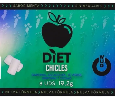 Productafbeelding van Wug Diet - Muntchewinggommetjes Zonder Suiker, Functioneel, 8 Stuks