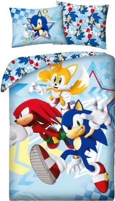 A bedding set featuring characters from the Sonic the Hedgehog video game franchise.