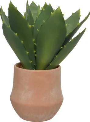 Agave im Terrakottatopf - Kunstpflanze - H: 32cm - B: 26cm - grün