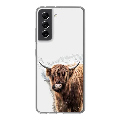 Produktbild von MuchoWow® Handyhülle Schutzhülle Hülle für Samsung Galaxy S21 FE Schottischer Highlander - Farbe - Grau Silikon Softcase Handy Hülle - Mobiltelefonhülle
