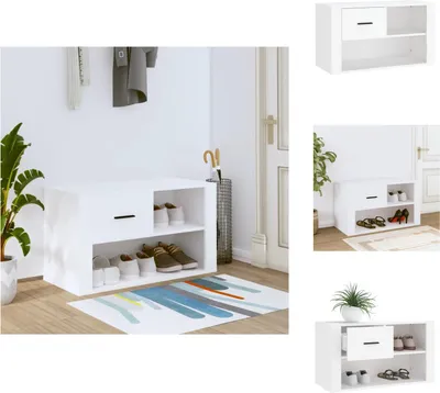 Image de vidaXL Armoire à chaussures blanche 80x35x45 cm Bois composite - Étagères à chaussures & Armoires à chaussures