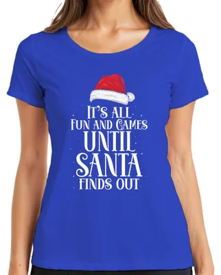 Produktbild von It's all fun and games until Santa finds out - Weihnachten Damen T-Shirt, Blau, S