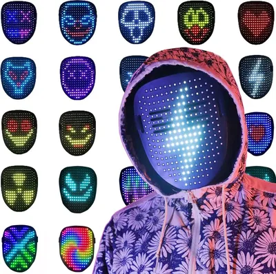 Produktbild von Programmierbare LED Gesichtsmaske, LED Maske, Wireless Handy App gesteuert, Gestensteuerung