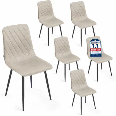 Produktbild von Lina® Elisia Esszimmerstuhl im modernen Design - Samt - Bequemer Stuhl für Ihr Esszimmer, hochwertiger Stoff, ergonomische Form - 6er Set - Creme, KI-generiertes Bild
