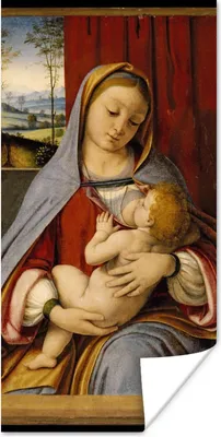Produktbild von MuchoWow® Poster Madonna mit Kind - Leonardo da Vinci 80x160 cm - Kinderzimmer