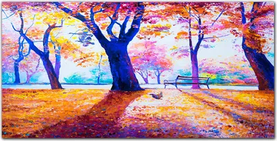 Produktbild von Coloray - Bild aus Glas - 120x60 cm - wanddekoration wohnzimmer glasblock mit bild gehärtetes Glas Dekoration Küche - Park Baum Blätter im Herbst