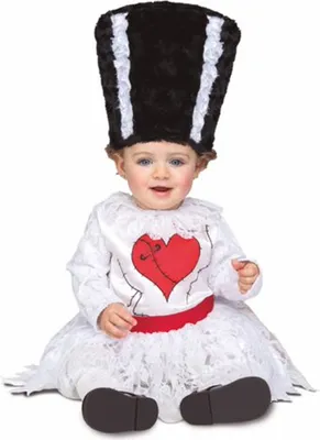 Obrázek produktu pro Frankyho žena monstrum kostým pro děti Halloween kostým bílo-černo-červený