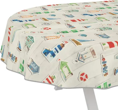 Produktbild von Tischdecke Daphne-Geometrie Weiß Oval 280x140cm Band