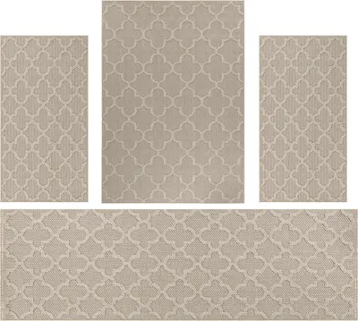 Produktbild von Villa Möbel Pativa Teppich-Set Beige - 4-teiliges Set für Ihr Zuhause, Grösse:1 x 160x230 cm + 2 x 80x150 cm + 1 x 80x250 cm