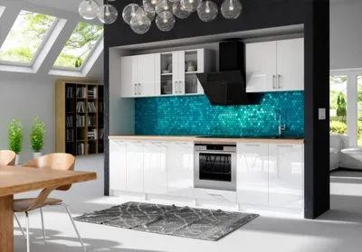 Produktbild von KÜCHE KÜCHENZEILE KÜCHENBLOCK MODERN 280 CM Einbauküche weiss Hochglanz