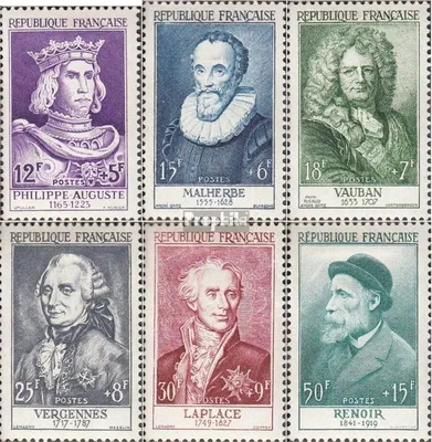Produktbild von Briefmarken Frankreich 1955 Mi 1053-1058 (kompl.Ausg.) postfrisch Persönlichkeiten