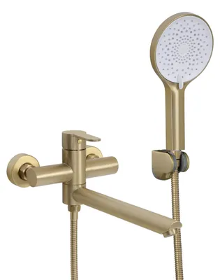 Badarmaturen-Set mit Handbrause, 90° drehbar, gebürstetes Gold