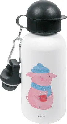 Produktbild von Mr. & Mrs. Panda Trinkflasche Schweinchen Glühwein - Weiß - Geschenk, Betrunken, Kinder, Spruch, Outdoorflasche, Wasserflasche, Weihnachten, Sportflasche, Kinderflasche