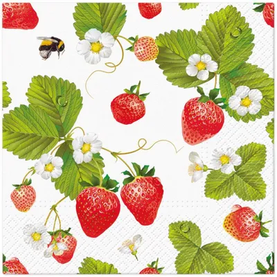 Produktbild von Servietten 33x33 cm - Strawberries with bees