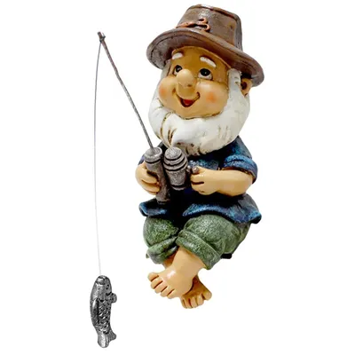 Produktbild von Gartenfiguren, Gartendeko Figur, lustige Miniatur Statue für Teich, Gartendeko und Weihnachtsbasteleien (Angeln Figur , Zwerg Deko, 10 cm)