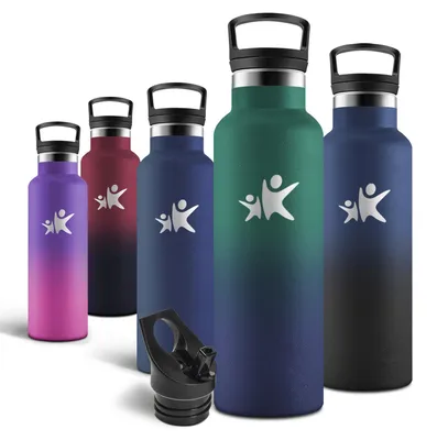 Produktbild von Trinkflasche 750 ml Edelstahl BPA-frei, Isolierflasche mit Strohhalm, grün-blau