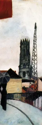 Obrázek produktu pro August Macke art print obrázek - Katedrála ve Fribourgu ve Švýcarsku, 1914 (158 x 53 cm)