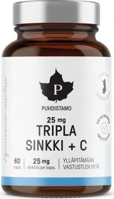 Immagine prodotto di Triplo zinco 25 mg + vitamina C 60 capsule (zinco con vitamina C)