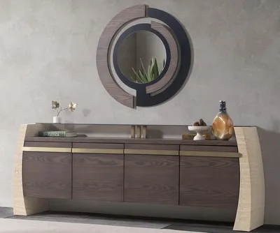 Produktbild von Casa Padrino Luxus Sideboard mit 4 Türen und rundem Wandspiegel - Luxus Möbel
