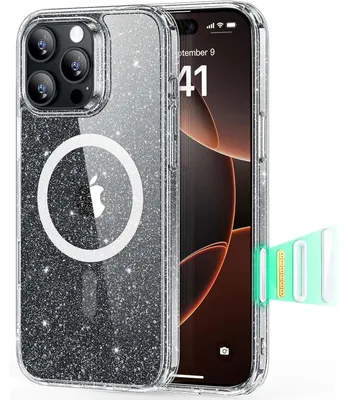 Image de Coque pour iPhone 16 Pro, compatible MagSafe, protection renforcée, effet pailleté transparent