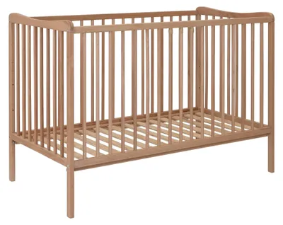 Produktbild von Baby Happy Bliss GREG Babybett 120x60 cm – massives Buchenholz – 3 Höhen – 3 Schlupfsprossen – Natur