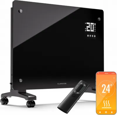 Produktbild von Klarstein Elektroheizung, 1500 W Konvektor Heizung Freistehend & Wandmontage, Elektroheizung Energiesparend mit App-Control & Bodenrollen, Heizung Elektrisch, Heizkörper Elektrisch mit Thermostat
