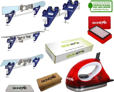 Image de Kit SKINSTAR de 6 pièces : tendeur de ski, fer à farter, brosse, fart naturel et racloir