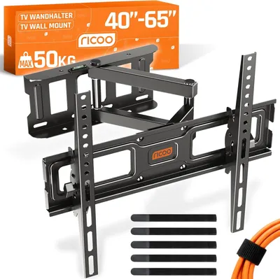 Image de Support mural pivotant et inclinable, recommandé pour les téléviseurs de 32 à 55 pouces (81-140 cm), compatible VESA 200x200-400x400. Capacité de charge : 50 kg