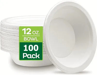 Productafbeelding van 100 Stuks Biodegradable Wegwerp Kommen van Suikerriet