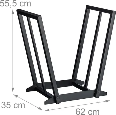 Immagine prodotto di Scaffale per legna da ardere Relaxdays, metallo, L x P x A: 55,5 x 62 x 35 cm, scaffale per legna da ardere, legna accatastata, legna da ardere, nero