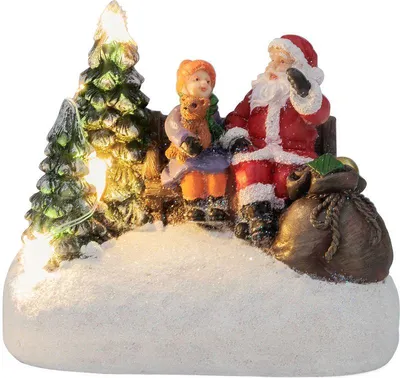 Immagine prodotto di Decorazione MagicHome Natale, Babbo Natale con bambino, LED, 2xAAA, per interni, 9,5x6x8 cm, sellbox 12 pz 12 pezzi