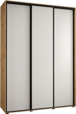 Produktbild von MEBLE KRYSPOL Cannes 1 Schrank mit 3 Schiebetüren - 205,2x170x45 cm - Artisan Weiß Schwarz